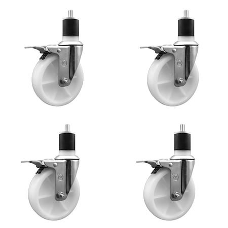 Service Caster 5'' Nylon Swivel 1-7/8'' Expanding Stem Caster Set Total Lock Brake, 4PK SCC-EXTTL20S514-NYS-178-4